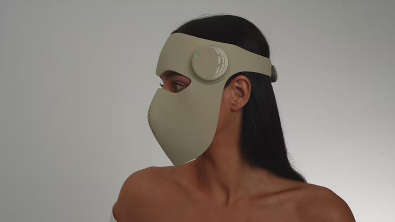 A video of a woman wearing the Rayderma Laser Wonder Mask